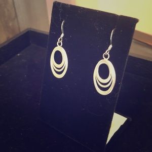 4/$16 Silver plated multi ring drop earrings